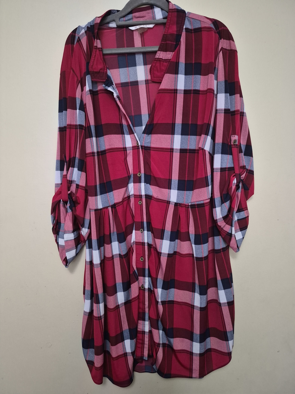 Nygard Button-Front Red Plaid Women's Shirt Dress